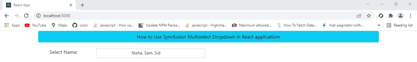 How to Use Syncfusion Multiselect Dropdown in React applicatiom